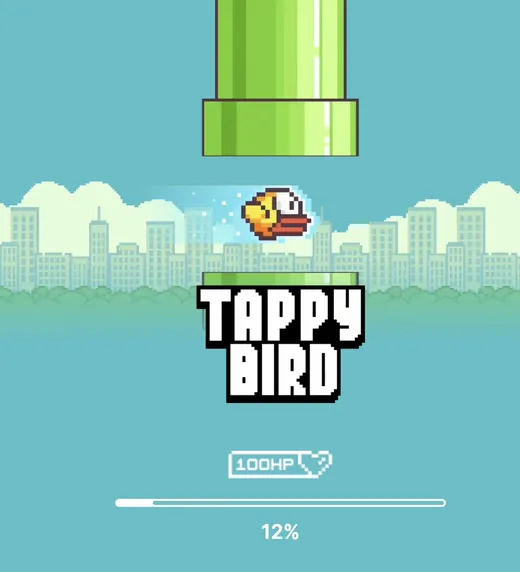 Tappy Bird 100HP loading screen on mobile