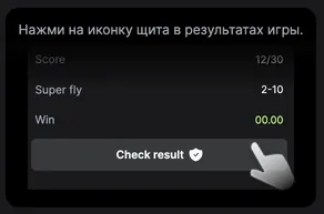 Tappy Bird 100HP provably fair verification panel showing the hash check result