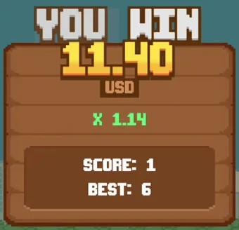 Tappy Bird 100HP win screen showing bonus winnings